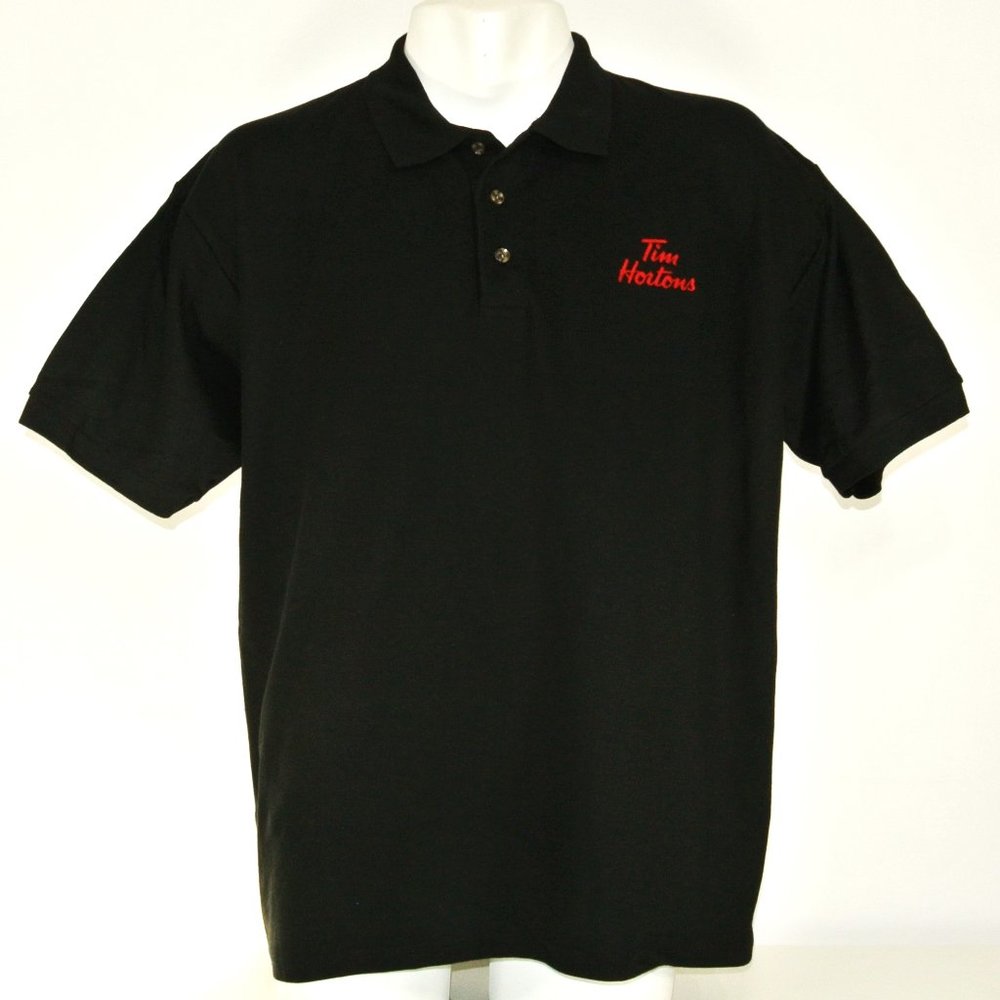 TIM HORTONS Coffee Donuts Employee Uniform Polo Shirt Black NEW Size XL